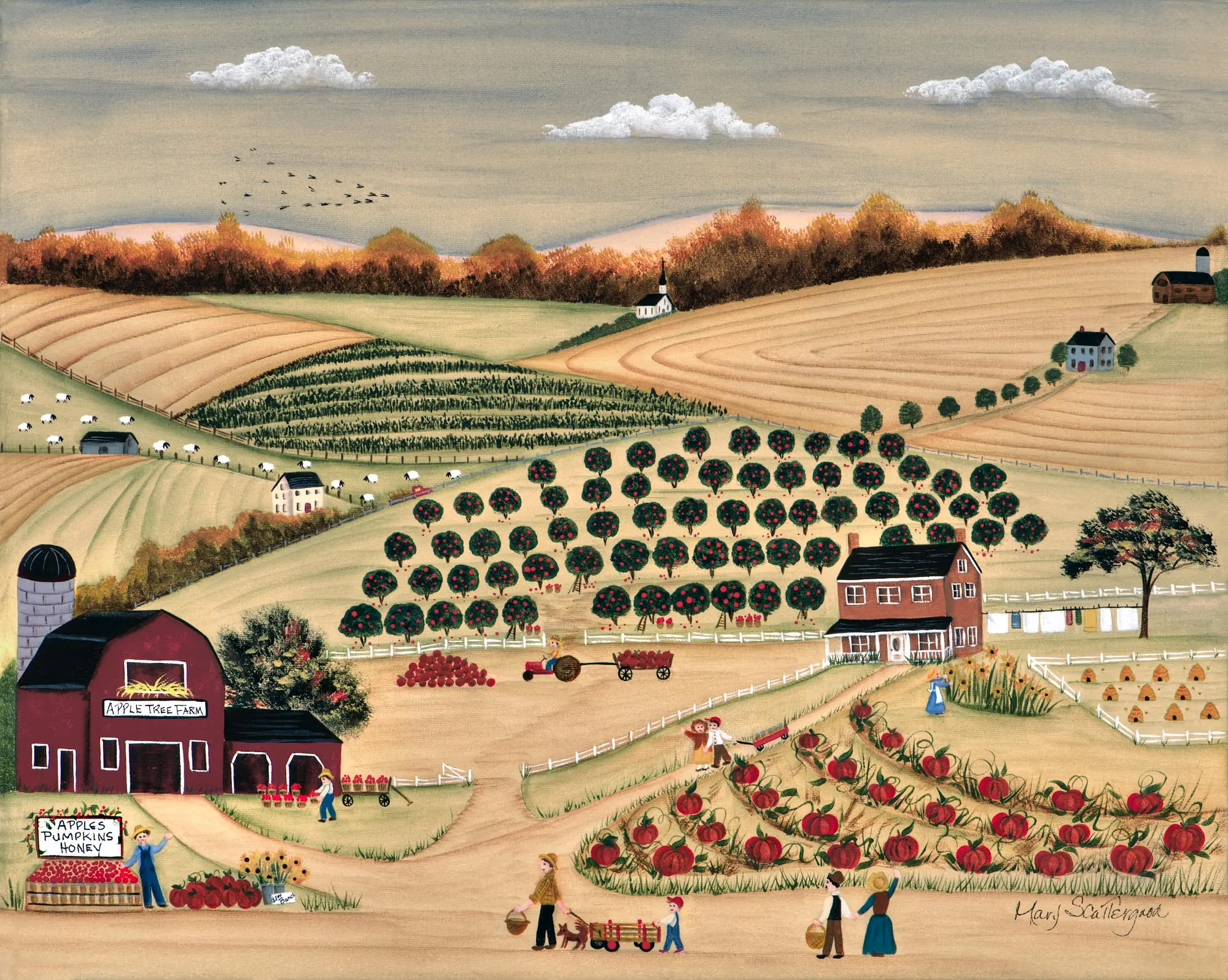 Folk art depicting rural farm activities