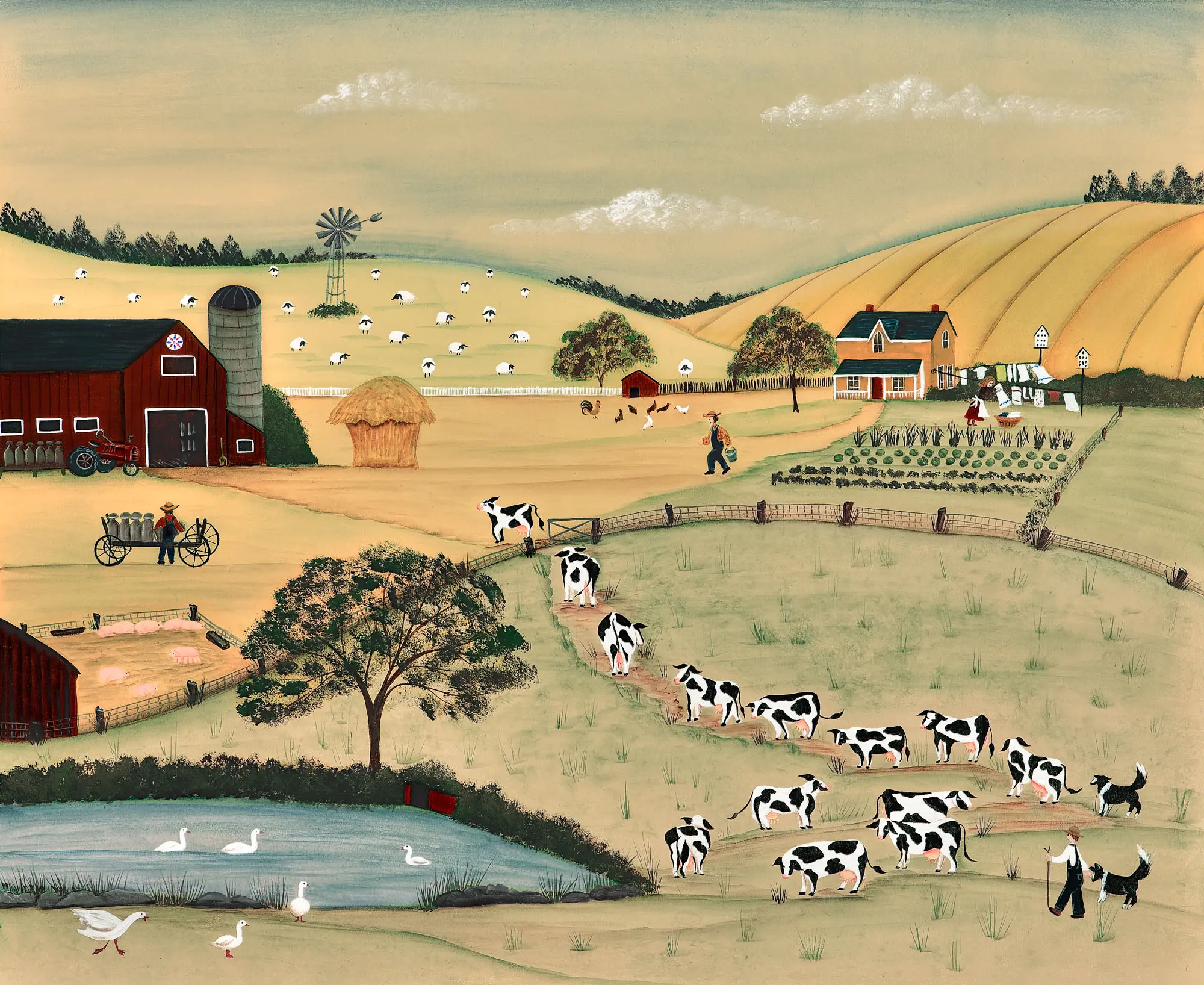 Rural landscape with grazing animals