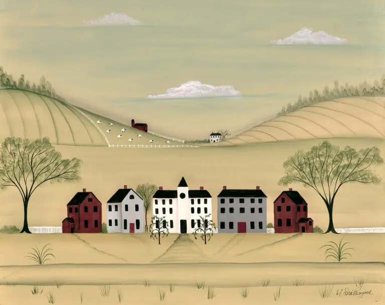 Village houses in a rural landscape