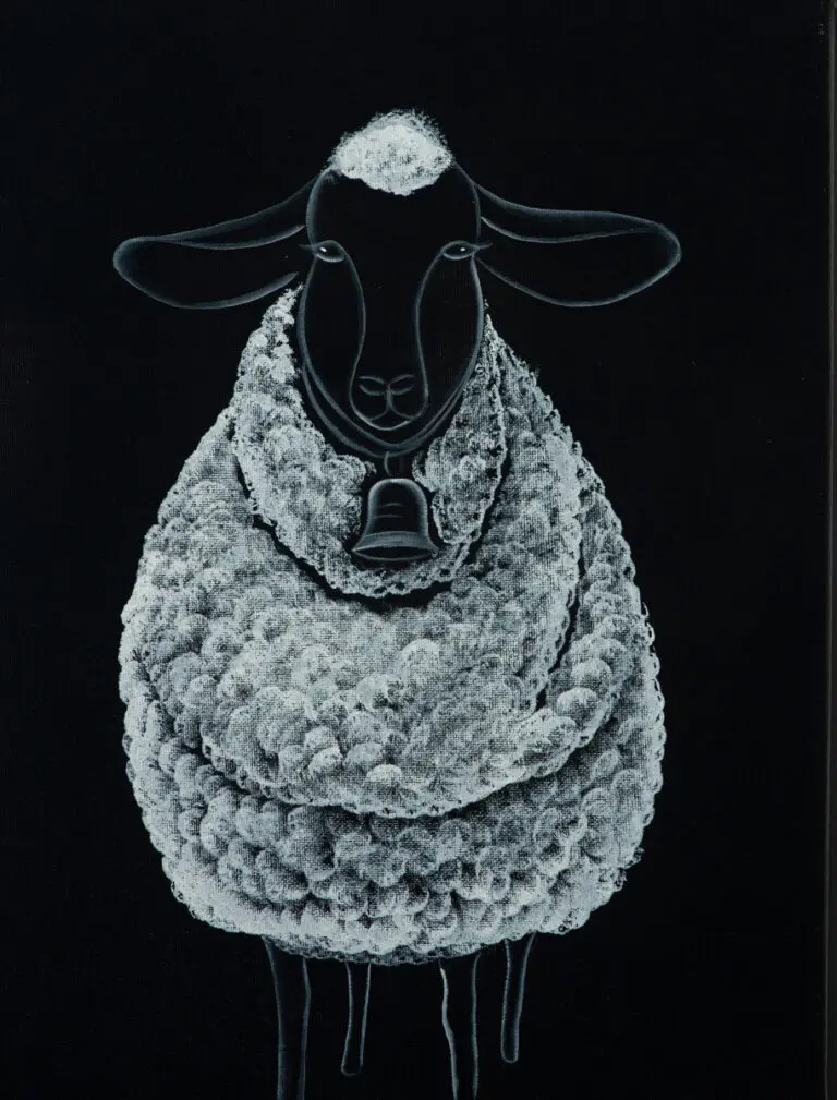 Black and white sheep drawing.