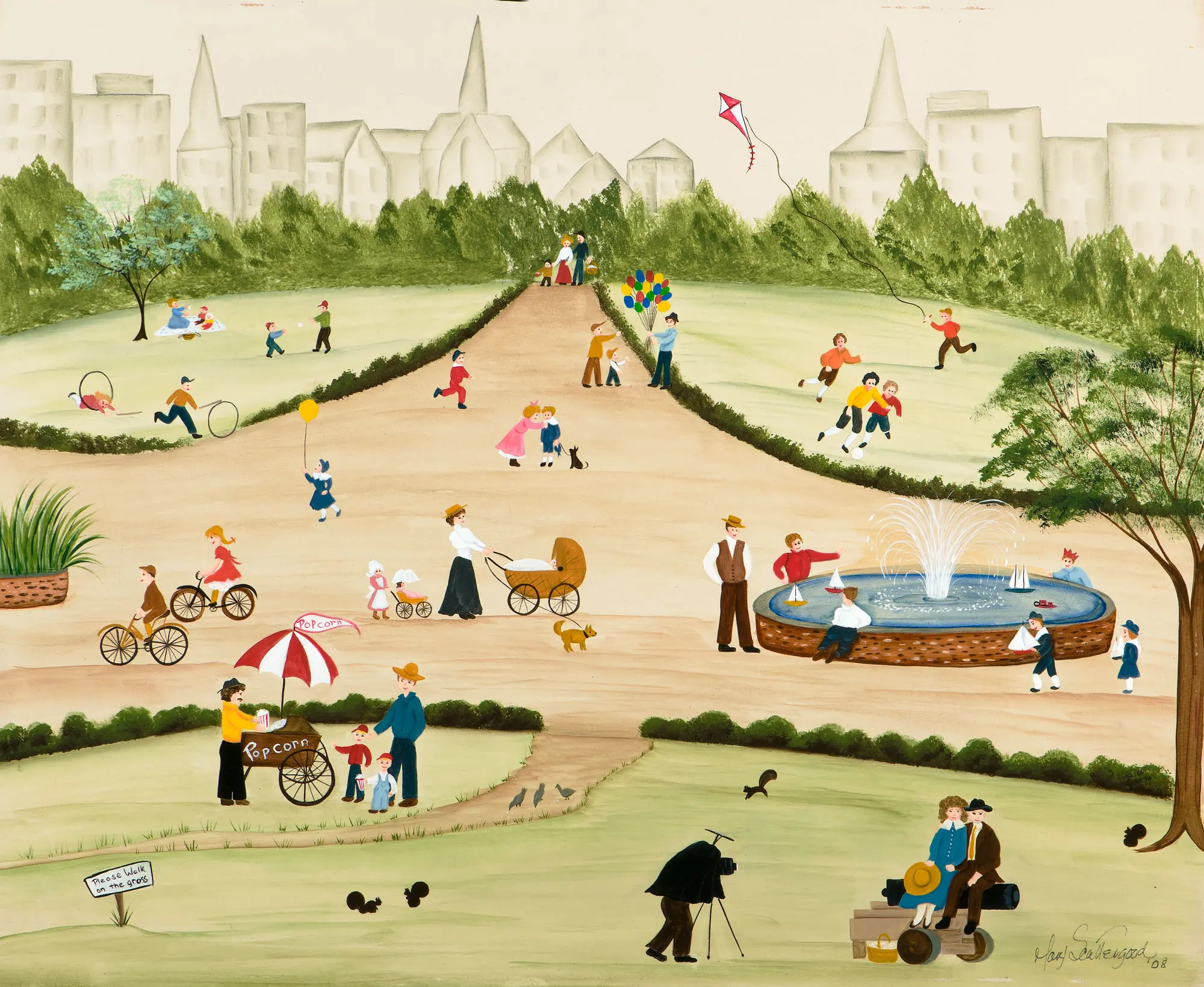 Families enjoying a sunny day in park