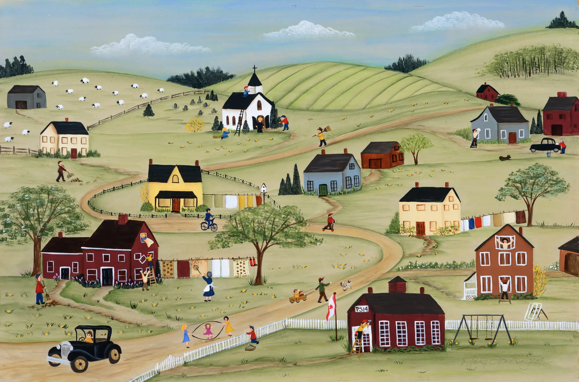 Idyllic rural landscape with farm animals