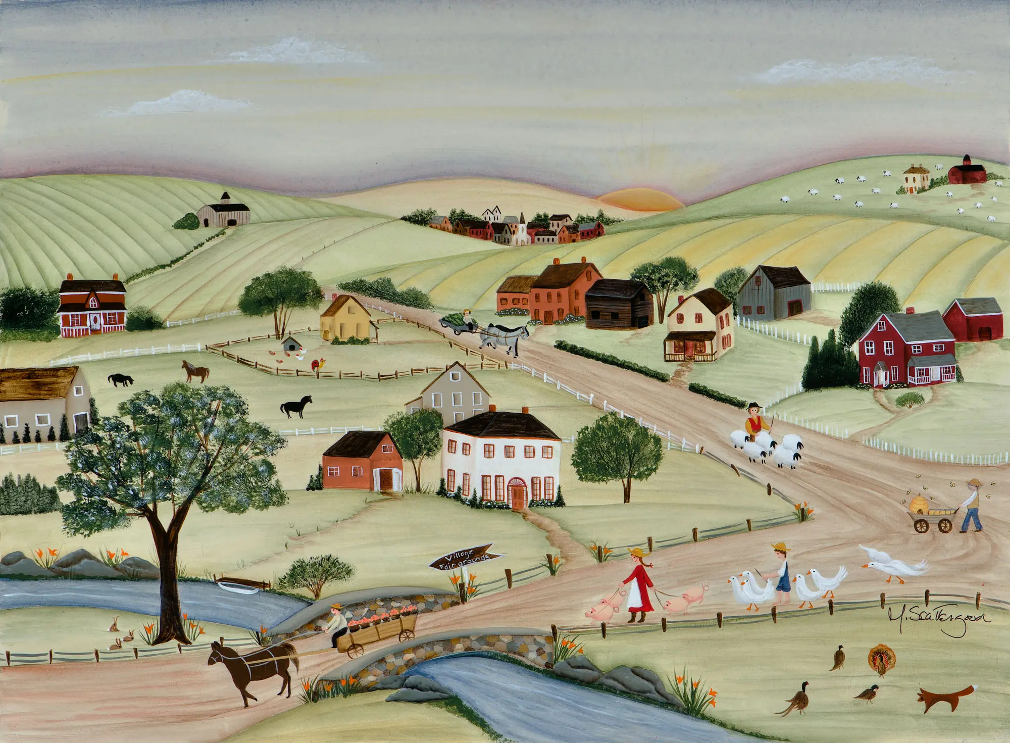 Rural landscape with rolling hills