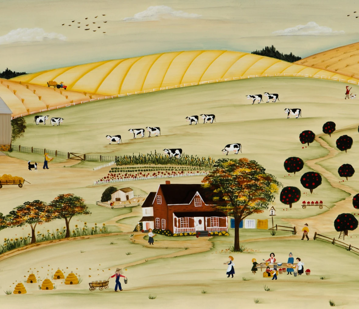 Rural life with trees and animals